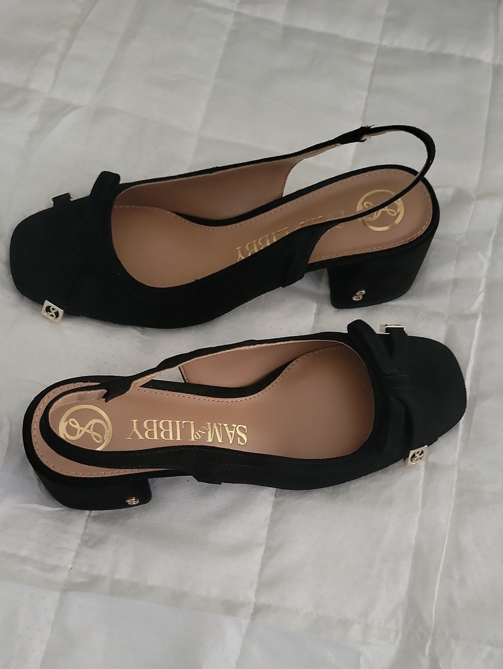Sam & Libby Black Slingback Bow Block Heels - Picture 6 of 6